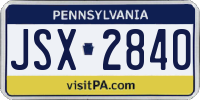 PA license plate JSX2840