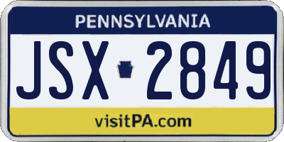 PA license plate JSX2849