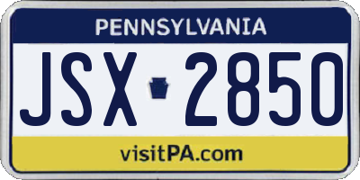 PA license plate JSX2850