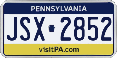 PA license plate JSX2852