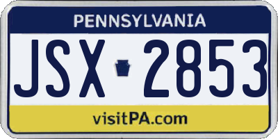 PA license plate JSX2853