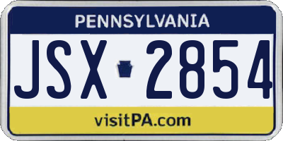 PA license plate JSX2854