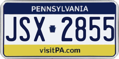 PA license plate JSX2855
