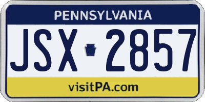 PA license plate JSX2857