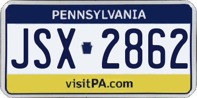 PA license plate JSX2862