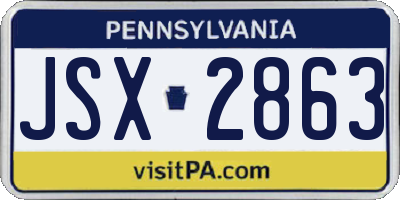 PA license plate JSX2863