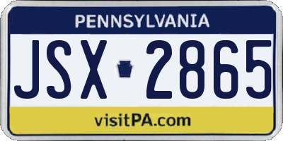 PA license plate JSX2865