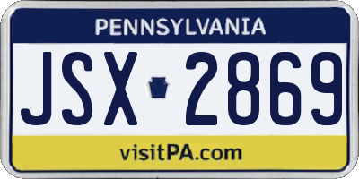 PA license plate JSX2869