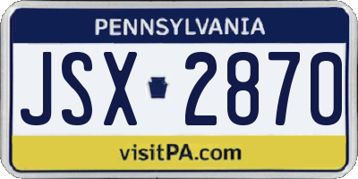 PA license plate JSX2870