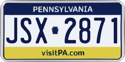PA license plate JSX2871