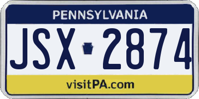 PA license plate JSX2874