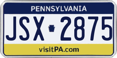 PA license plate JSX2875