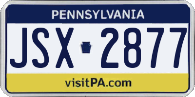 PA license plate JSX2877