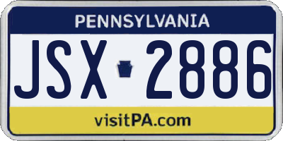 PA license plate JSX2886