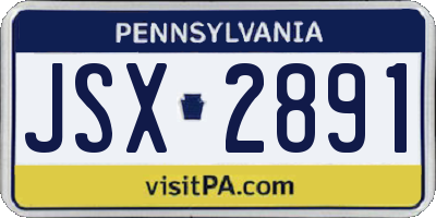 PA license plate JSX2891
