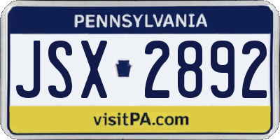 PA license plate JSX2892