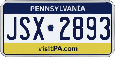 PA license plate JSX2893