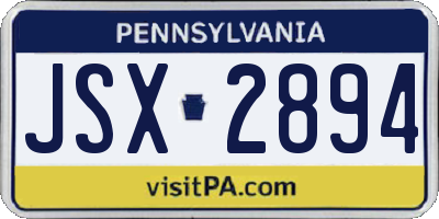 PA license plate JSX2894