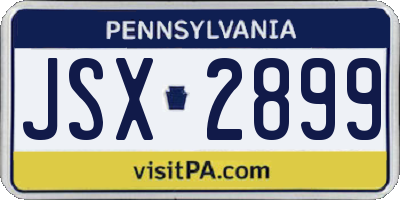PA license plate JSX2899