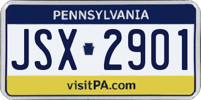 PA license plate JSX2901