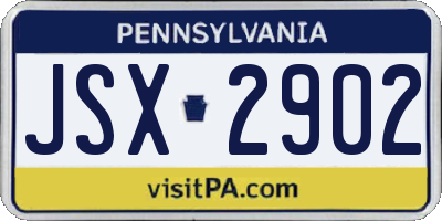 PA license plate JSX2902