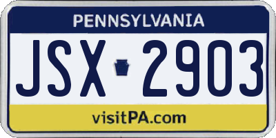 PA license plate JSX2903