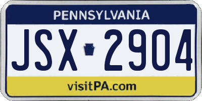 PA license plate JSX2904