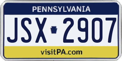 PA license plate JSX2907