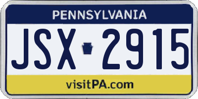 PA license plate JSX2915