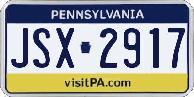 PA license plate JSX2917