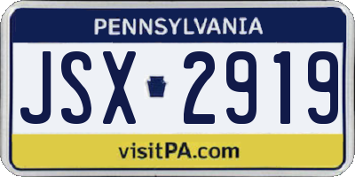 PA license plate JSX2919