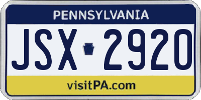 PA license plate JSX2920