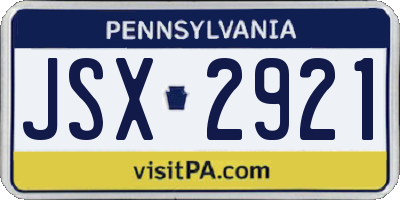 PA license plate JSX2921