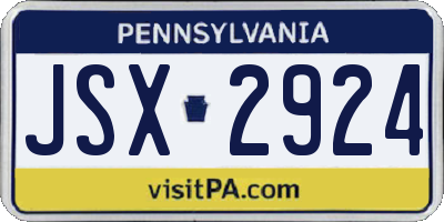 PA license plate JSX2924