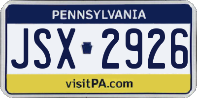 PA license plate JSX2926
