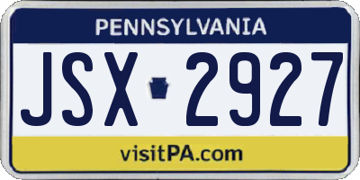 PA license plate JSX2927