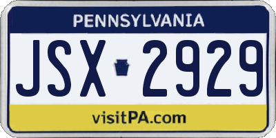 PA license plate JSX2929