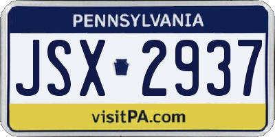 PA license plate JSX2937