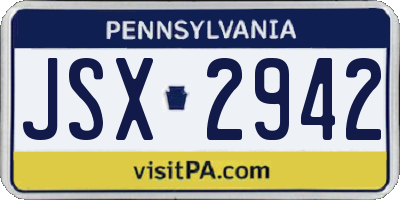PA license plate JSX2942