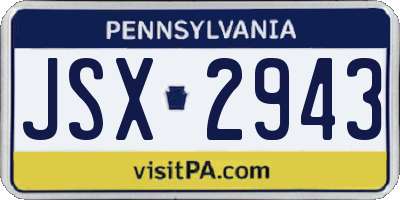 PA license plate JSX2943