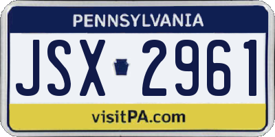 PA license plate JSX2961