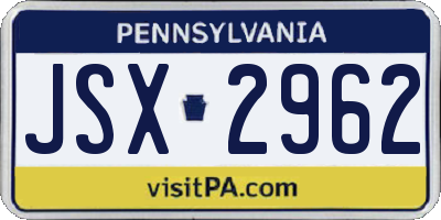 PA license plate JSX2962