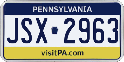 PA license plate JSX2963