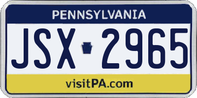 PA license plate JSX2965