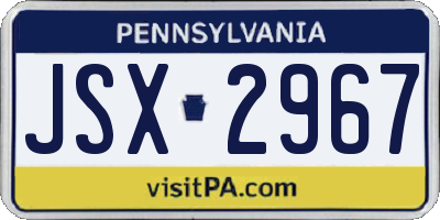 PA license plate JSX2967