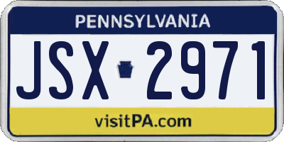 PA license plate JSX2971