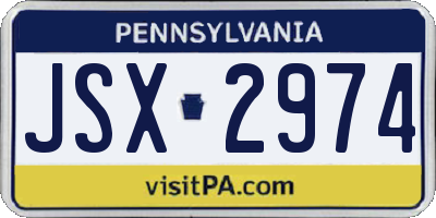 PA license plate JSX2974
