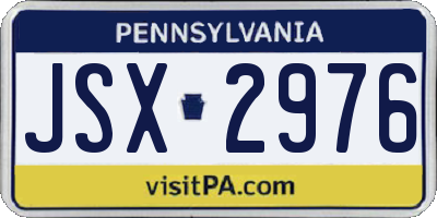 PA license plate JSX2976