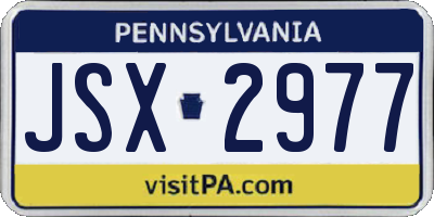 PA license plate JSX2977