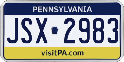 PA license plate JSX2983